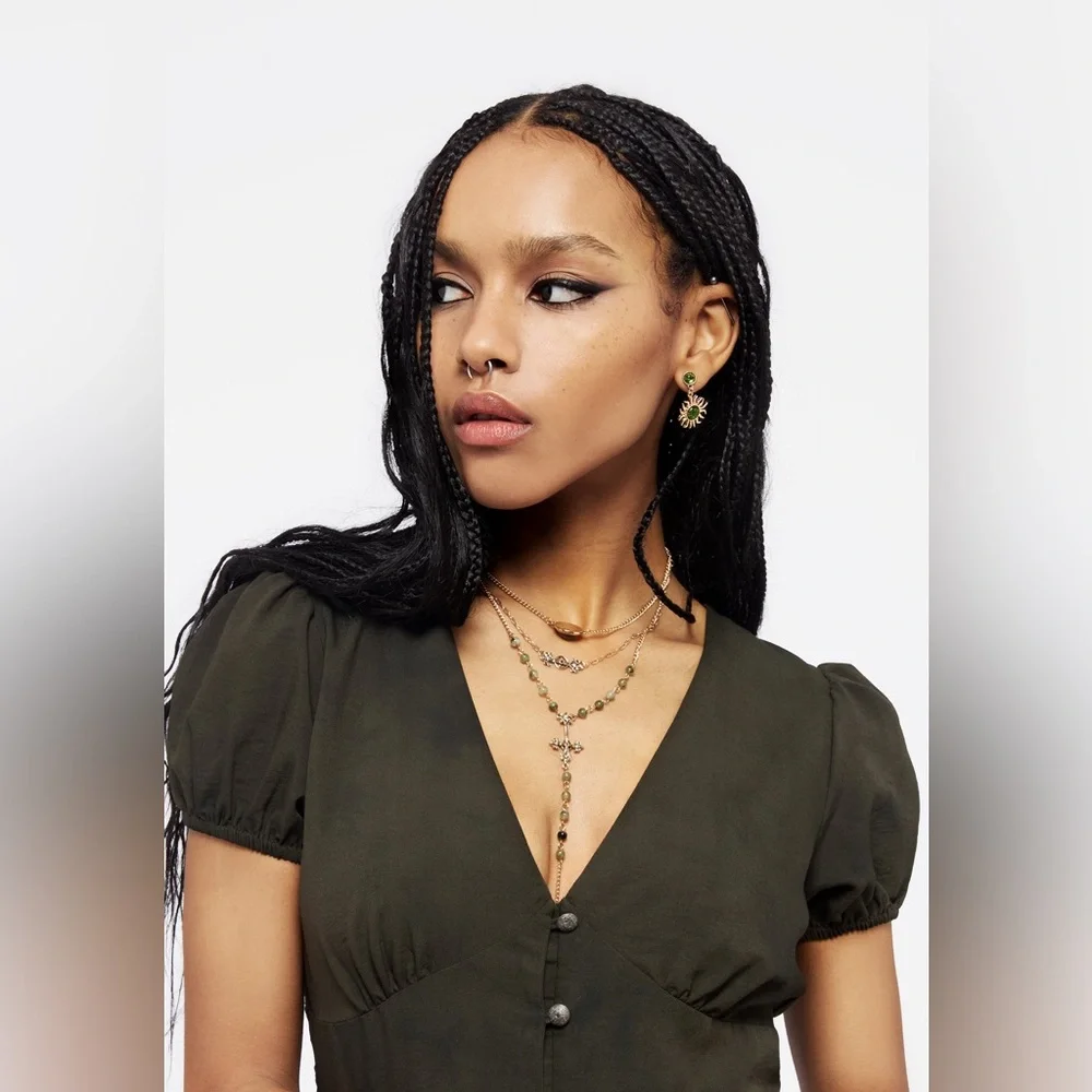 Disturbia Olive Green Midi Dress - Picture 4 of 8